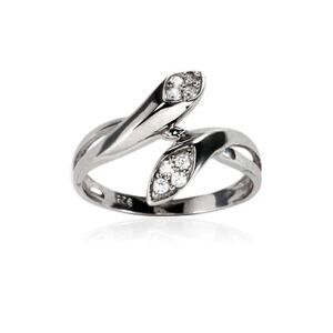 New~.925 Sterling Silver Sim Diamond Sculpted Snake Head Bypass Ring Sz 9